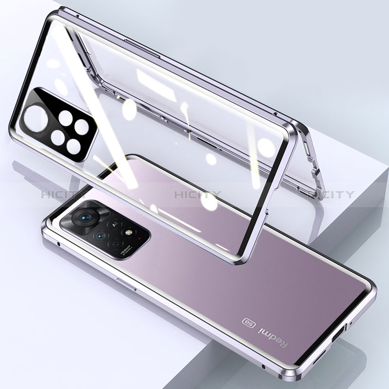 Coque Rebord Bumper Luxe Aluminum Metal Miroir 360 Degres Housse Etui Aimant pour Xiaomi Redmi Note 11E Pro 5G Plus