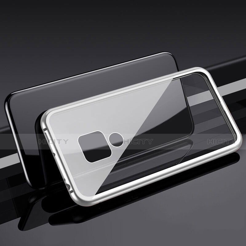 Coque Rebord Bumper Luxe Aluminum Metal Miroir 360 Degres Housse Etui Aimant T01 pour Huawei Mate 20 Argent Plus