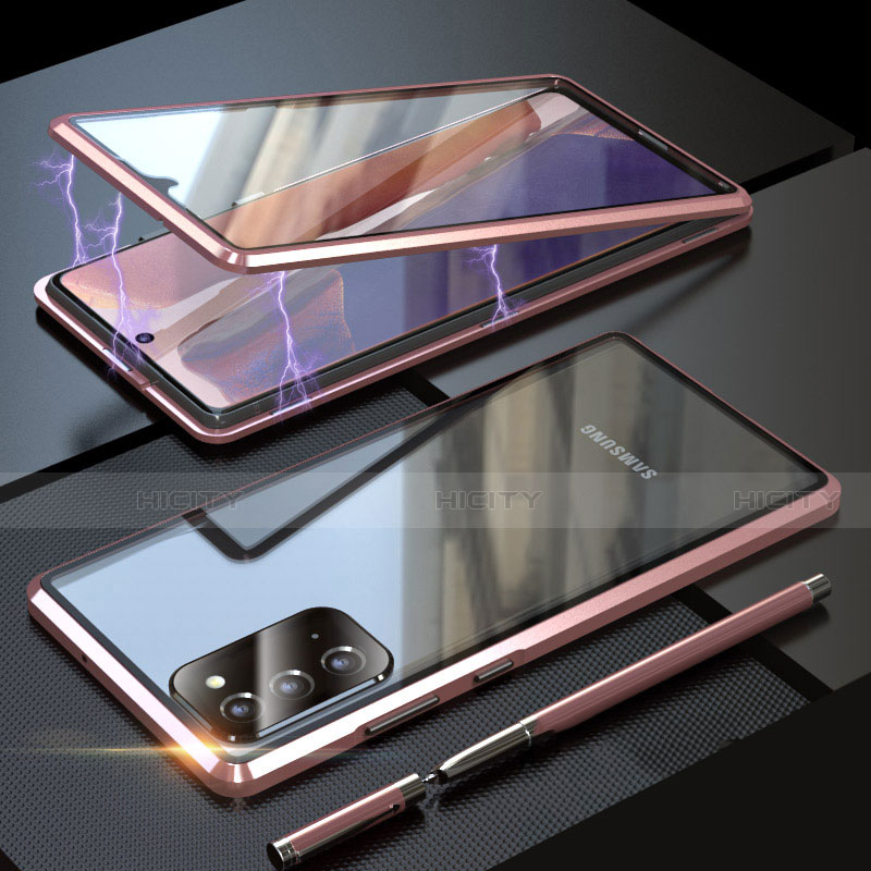 Coque Rebord Bumper Luxe Aluminum Metal Miroir 360 Degres Housse Etui Aimant T01 pour Samsung Galaxy Note 20 5G Plus