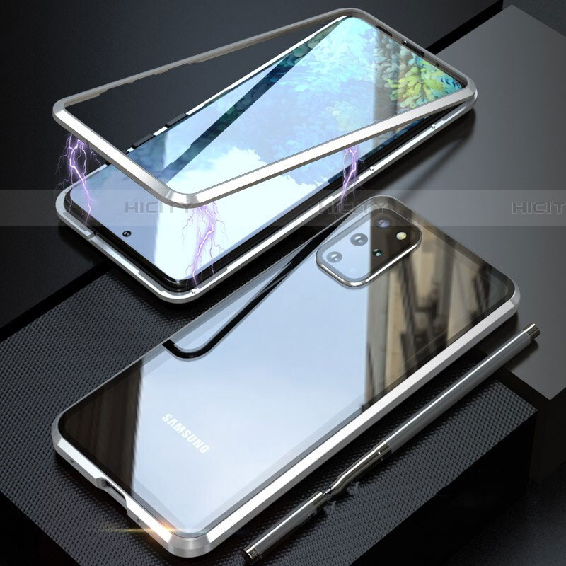 Coque Rebord Bumper Luxe Aluminum Metal Miroir 360 Degres Housse Etui Aimant T01 pour Samsung Galaxy S20 Plus Argent Plus