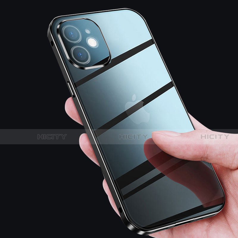 Coque Rebord Bumper Luxe Aluminum Metal Miroir 360 Degres Housse Etui Aimant T02 pour Apple iPhone 12 Plus
