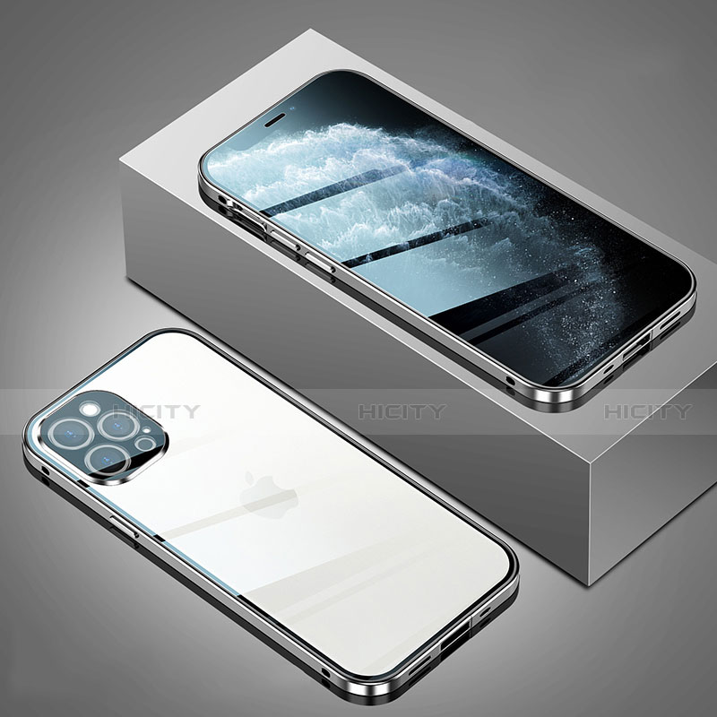 Coque Rebord Bumper Luxe Aluminum Metal Miroir 360 Degres Housse Etui Aimant T02 pour Apple iPhone 12 Pro Max Plus