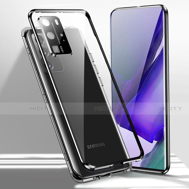Coque Rebord Bumper Luxe Aluminum Metal Miroir 360 Degres Housse Etui Aimant T02 pour Samsung Galaxy Note 20 Ultra 5G Noir Plus