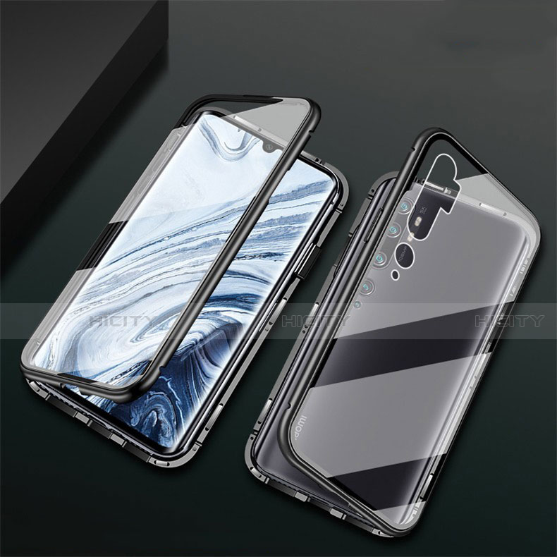 Coque Rebord Bumper Luxe Aluminum Metal Miroir 360 Degres Housse Etui Aimant T02 pour Xiaomi Mi Note 10 Pro Noir Plus
