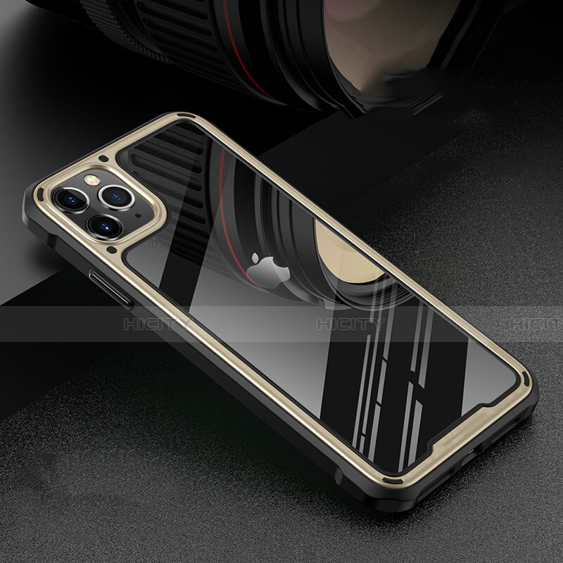 Coque Rebord Bumper Luxe Aluminum Metal Miroir 360 Degres Housse Etui Aimant T03 pour Apple iPhone 11 Pro Max Or Plus