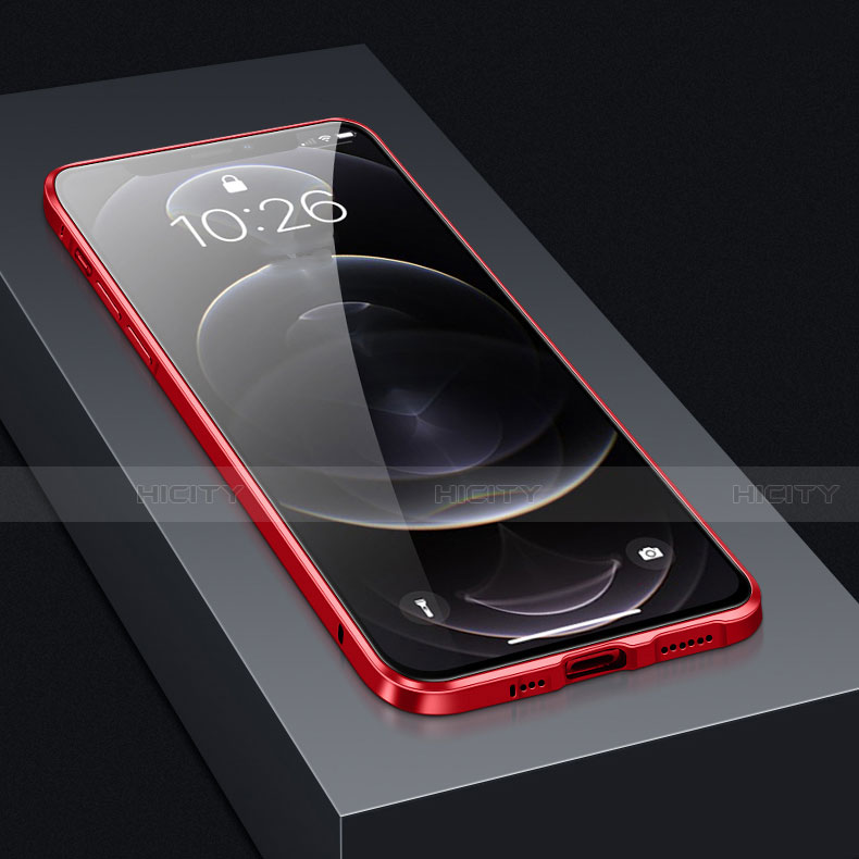 Coque Rebord Bumper Luxe Aluminum Metal Miroir 360 Degres Housse Etui Aimant T03 pour Apple iPhone 12 Pro Max Plus