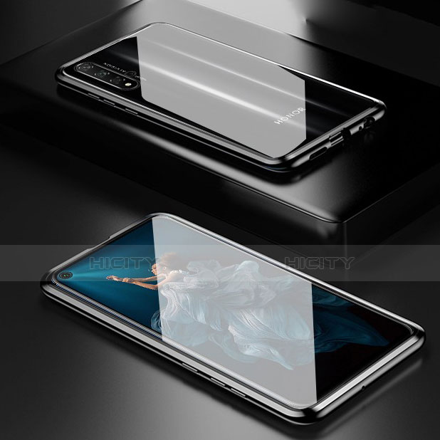 Coque Rebord Bumper Luxe Aluminum Metal Miroir 360 Degres Housse Etui Aimant T03 pour Huawei Honor 20 Noir Plus