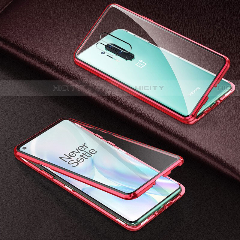 Coque Rebord Bumper Luxe Aluminum Metal Miroir 360 Degres Housse Etui Aimant T03 pour OnePlus 8 Pro Plus