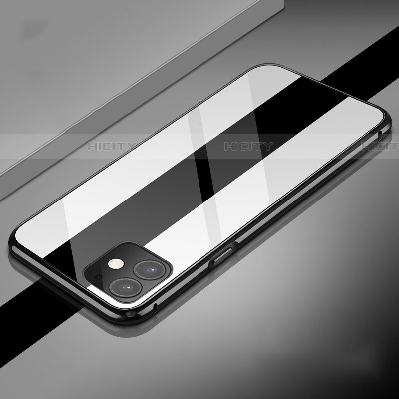Coque Rebord Bumper Luxe Aluminum Metal Miroir 360 Degres Housse Etui Aimant T04 pour Apple iPhone 11 Blanc Plus