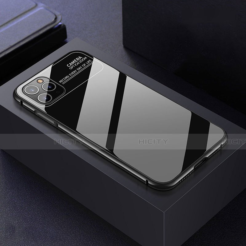 Coque Rebord Bumper Luxe Aluminum Metal Miroir 360 Degres Housse Etui Aimant T04 pour Apple iPhone 11 Pro Max Noir Plus