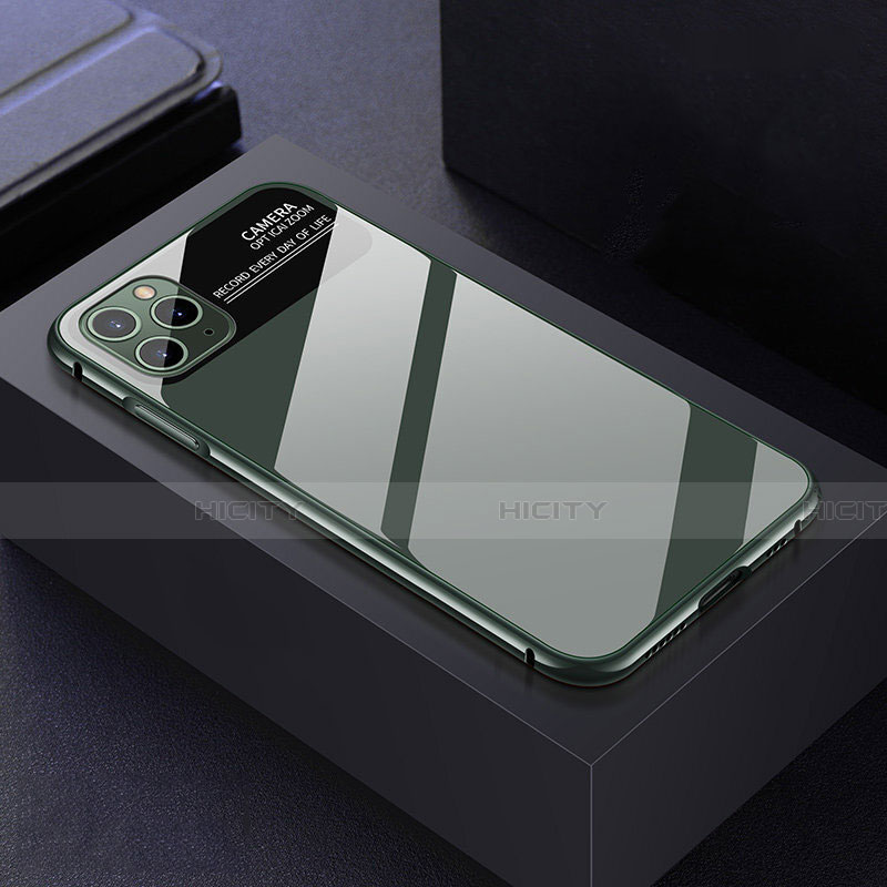 Coque Rebord Bumper Luxe Aluminum Metal Miroir 360 Degres Housse Etui Aimant T04 pour Apple iPhone 11 Pro Vert Plus