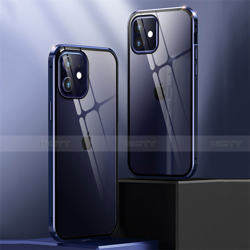 Coque Rebord Bumper Luxe Aluminum Metal Miroir 360 Degres Housse Etui Aimant T04 pour Apple iPhone 12 Mini Plus