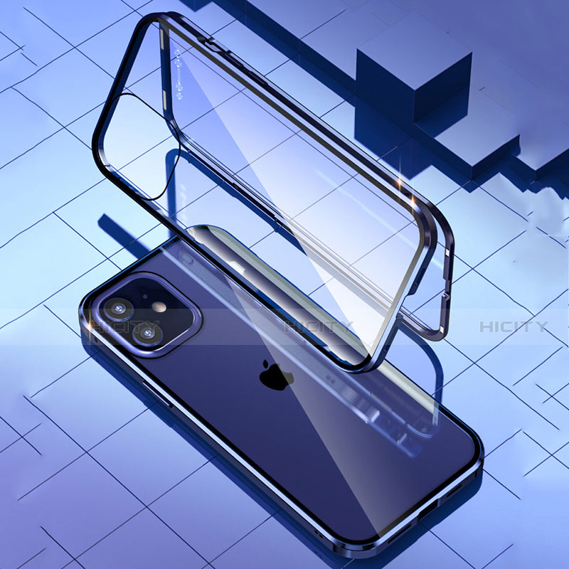 Coque Rebord Bumper Luxe Aluminum Metal Miroir 360 Degres Housse Etui Aimant T04 pour Apple iPhone 12 Plus