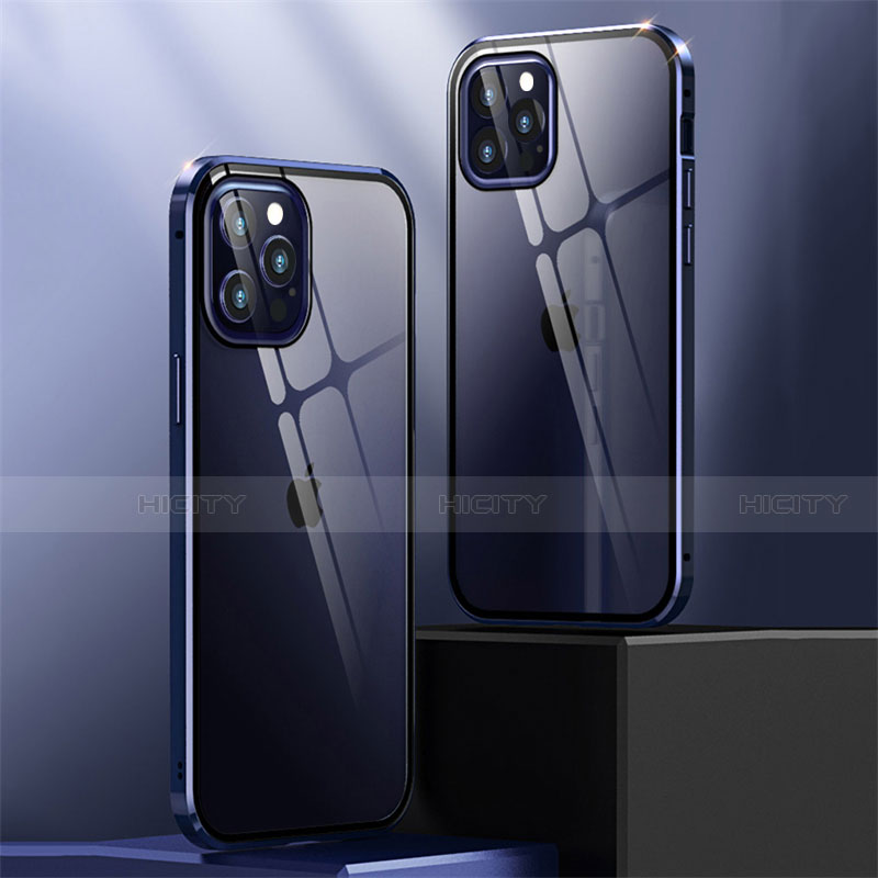Coque Rebord Bumper Luxe Aluminum Metal Miroir 360 Degres Housse Etui Aimant T04 pour Apple iPhone 12 Pro Plus