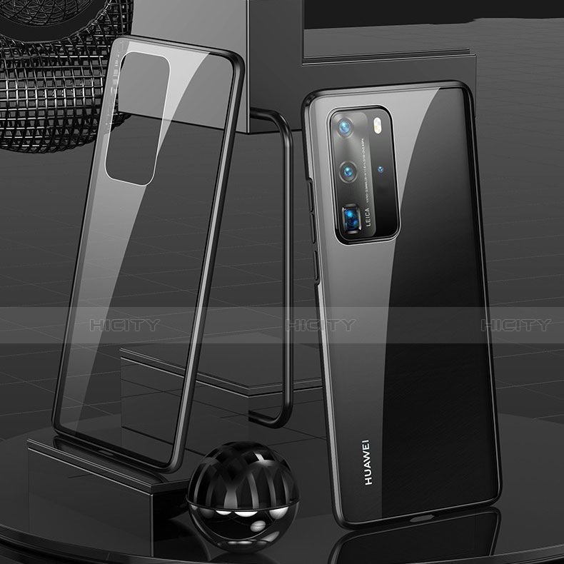 Coque Rebord Bumper Luxe Aluminum Metal Miroir 360 Degres Housse Etui Aimant T04 pour Huawei P40 Pro Plus