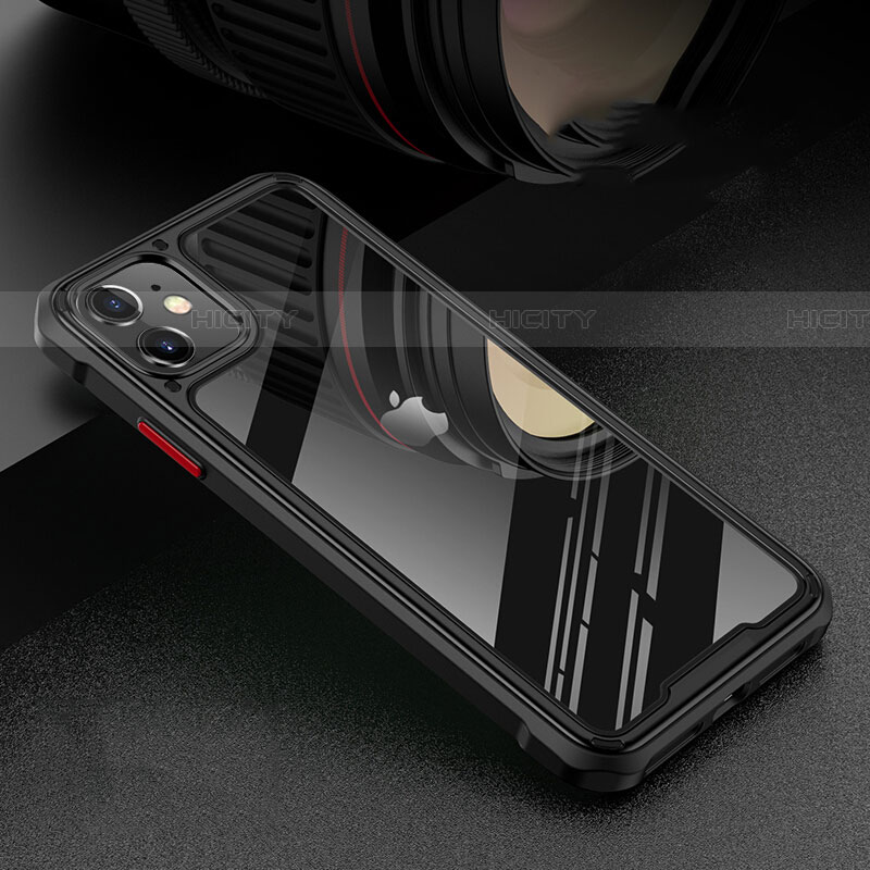 Coque Rebord Bumper Luxe Aluminum Metal Miroir 360 Degres Housse Etui Aimant T05 pour Apple iPhone 11 Noir Plus