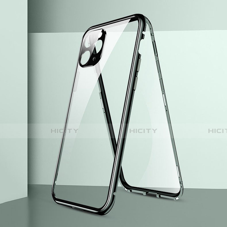 Coque Rebord Bumper Luxe Aluminum Metal Miroir 360 Degres Housse Etui Aimant T05 pour Apple iPhone 11 Pro Vert Plus