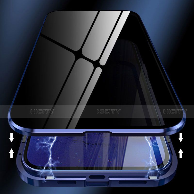 Coque Rebord Bumper Luxe Aluminum Metal Miroir 360 Degres Housse Etui Aimant T05 pour Apple iPhone 12 Pro Plus