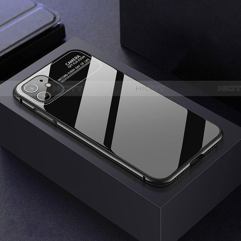 Coque Rebord Bumper Luxe Aluminum Metal Miroir 360 Degres Housse Etui Aimant T06 pour Apple iPhone 11 Noir Plus