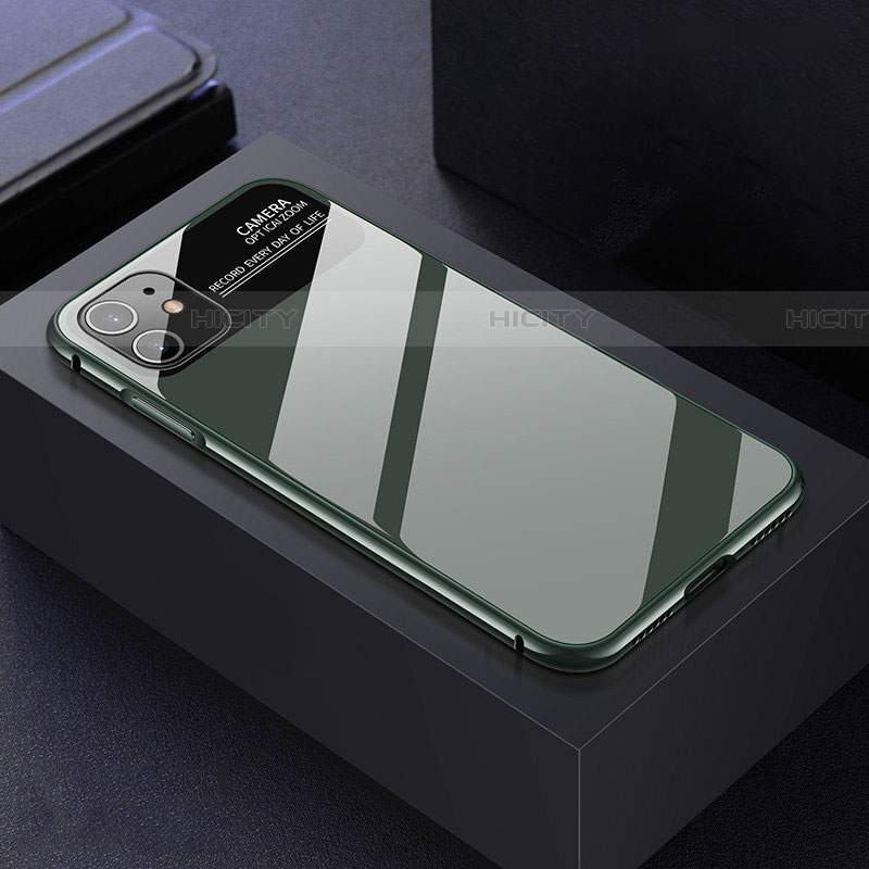 Coque Rebord Bumper Luxe Aluminum Metal Miroir 360 Degres Housse Etui Aimant T06 pour Apple iPhone 11 Vert Plus