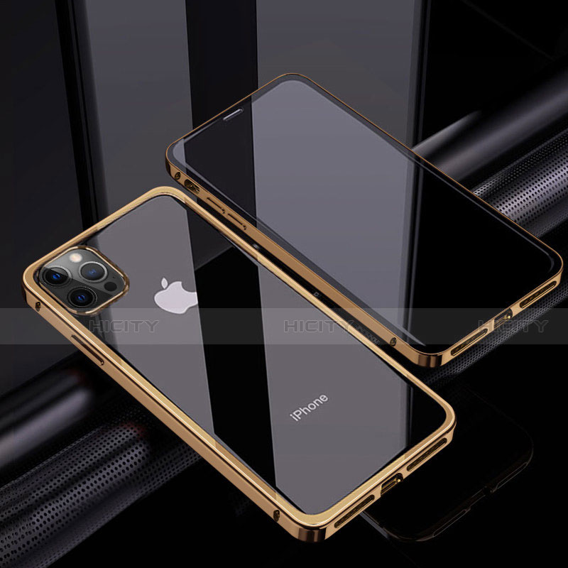 Coque Rebord Bumper Luxe Aluminum Metal Miroir 360 Degres Housse Etui Aimant T06 pour Apple iPhone 12 Pro Max Plus