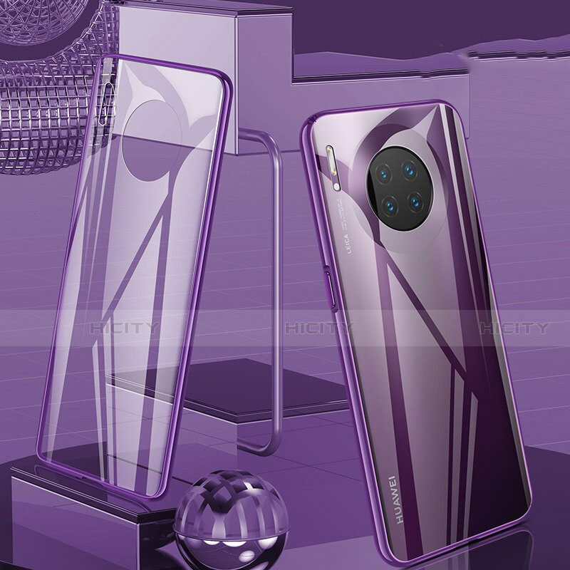 Coque Rebord Bumper Luxe Aluminum Metal Miroir 360 Degres Housse Etui Aimant T06 pour Huawei Mate 30 Pro Violet Plus
