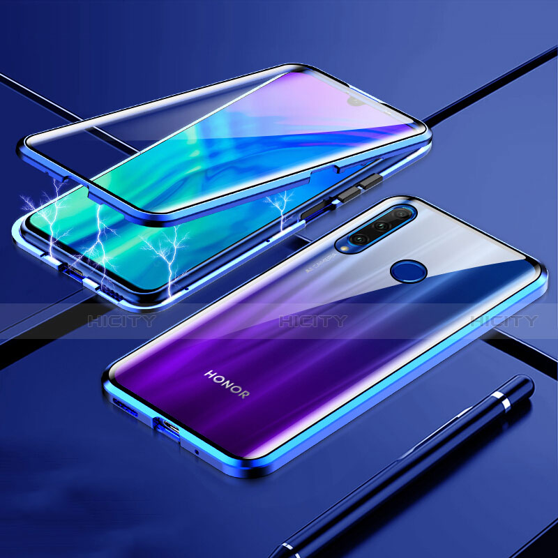 Coque Rebord Bumper Luxe Aluminum Metal Miroir 360 Degres Housse Etui Aimant T07 pour Huawei Honor 20i Bleu Plus