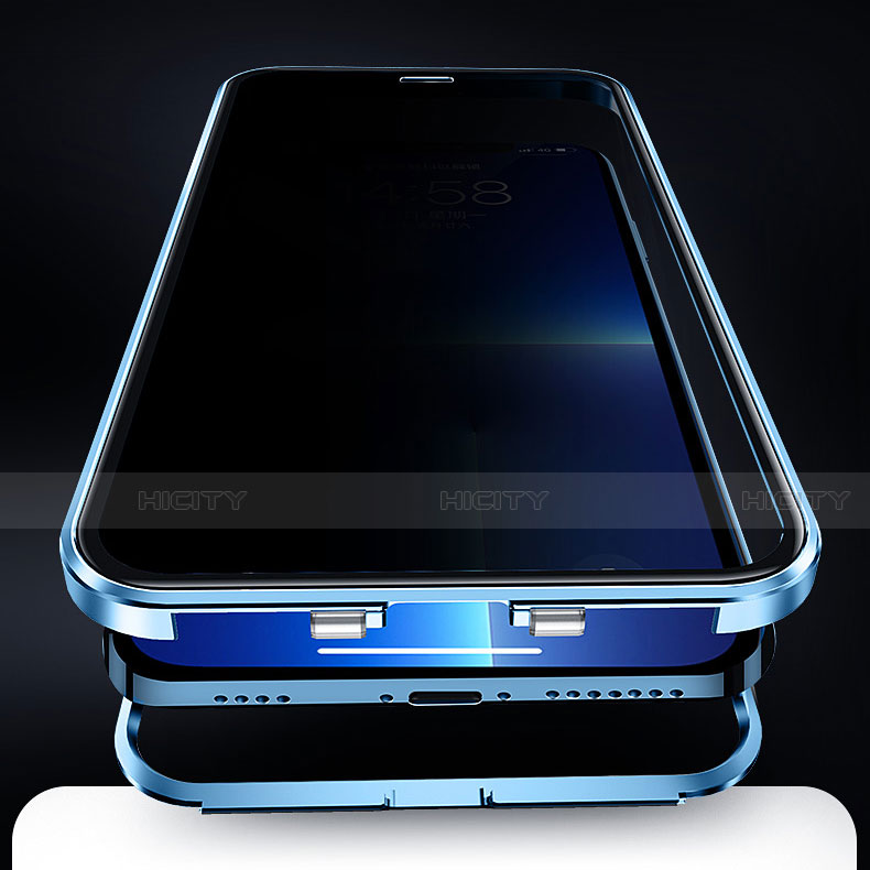 Coque Rebord Bumper Luxe Aluminum Metal Miroir 360 Degres Housse Etui Aimant Z05 pour Apple iPhone 13 Pro Max Plus