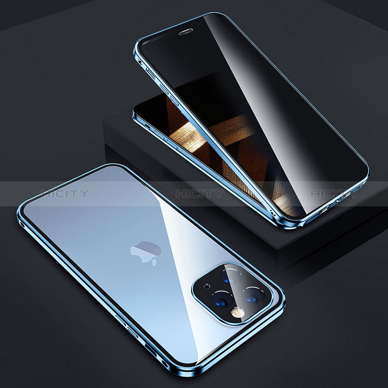 Coque Rebord Bumper Luxe Aluminum Metal Miroir 360 Degres Housse Etui Aimant Z05 pour Apple iPhone 14 Pro Max Plus