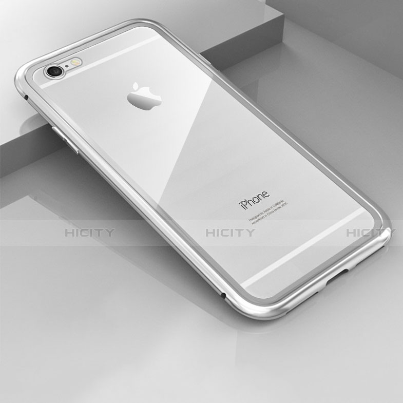 Coque Rebord Bumper Luxe Aluminum Metal Miroir 360 Degres Housse Etui M01 pour Apple iPhone 6 Plus Argent Plus