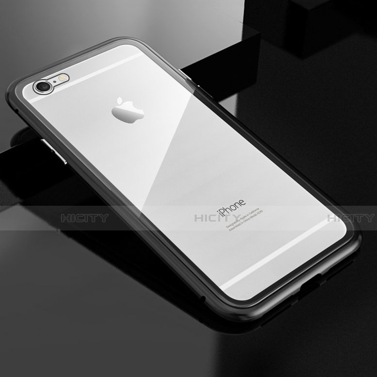 Coque Rebord Bumper Luxe Aluminum Metal Miroir 360 Degres Housse Etui M01 pour Apple iPhone 6S Plus Noir Plus