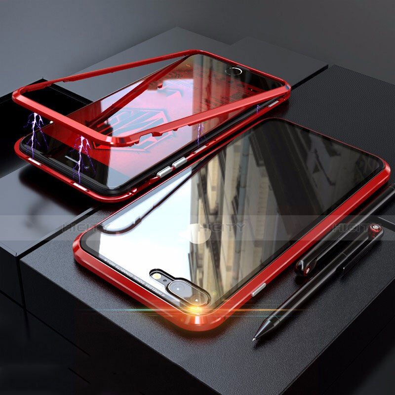 Coque Rebord Bumper Luxe Aluminum Metal Miroir 360 Degres Housse Etui M01 pour Apple iPhone 8 Plus Plus
