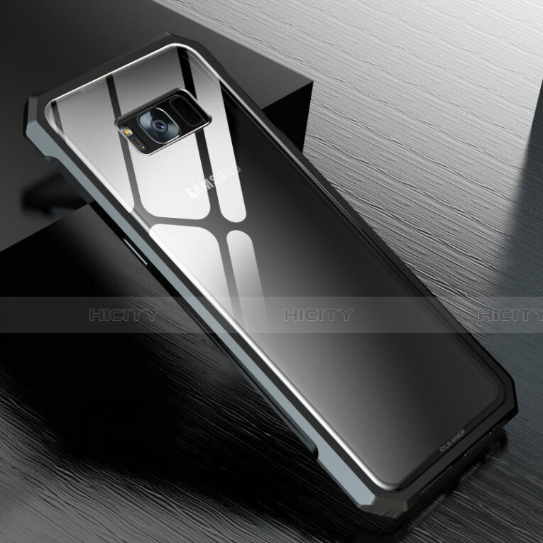 Coque Rebord Bumper Luxe Aluminum Metal Miroir 360 Degres Housse Etui M01 pour Samsung Galaxy S8 Plus Noir Plus