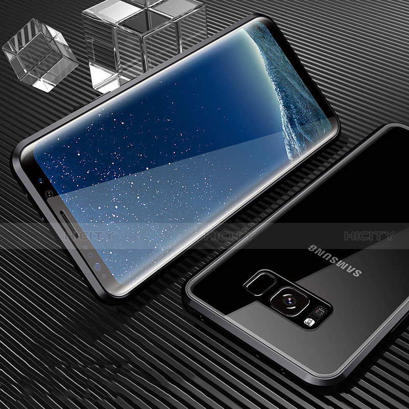 Coque Rebord Bumper Luxe Aluminum Metal Miroir 360 Degres Housse Etui M02 pour Samsung Galaxy S8 Noir Plus