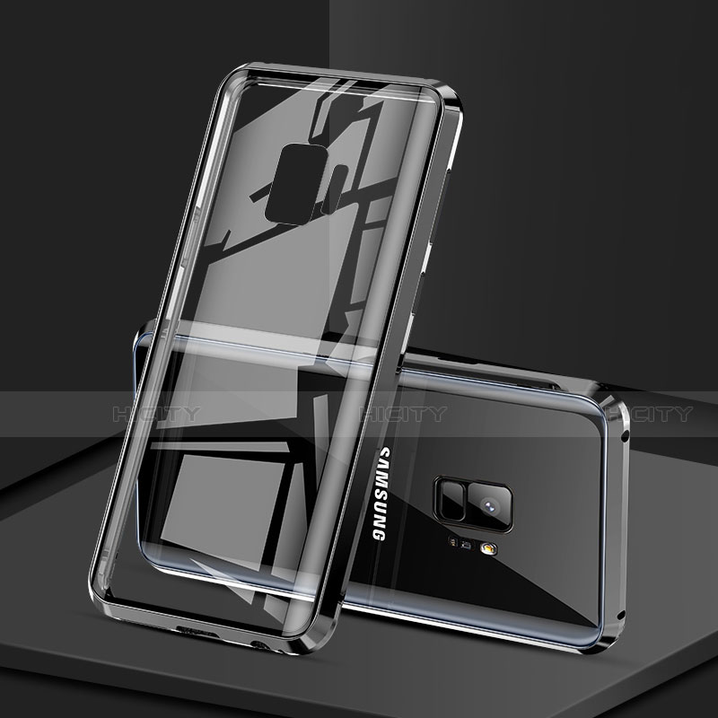 Coque Rebord Bumper Luxe Aluminum Metal Miroir 360 Degres Housse Etui M02 pour Samsung Galaxy S9 Noir Plus