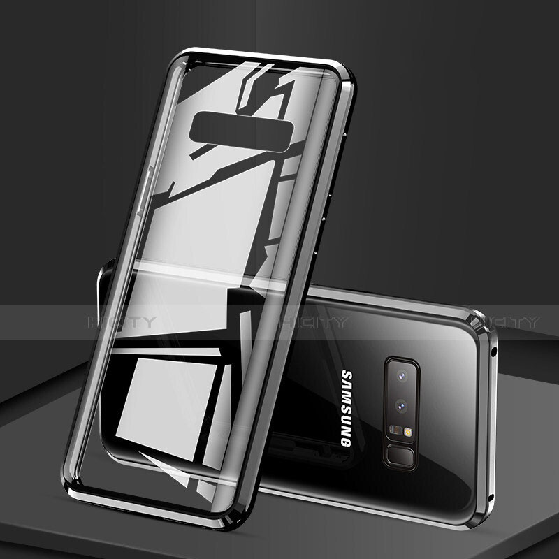 Coque Rebord Bumper Luxe Aluminum Metal Miroir 360 Degres Housse Etui M03 pour Samsung Galaxy Note 8 Noir Plus
