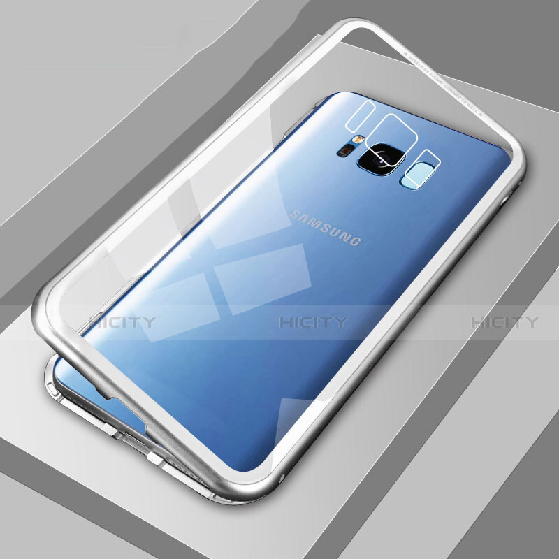 Coque Rebord Bumper Luxe Aluminum Metal Miroir 360 Degres Housse Etui M04 pour Samsung Galaxy S8 Plus Argent Plus