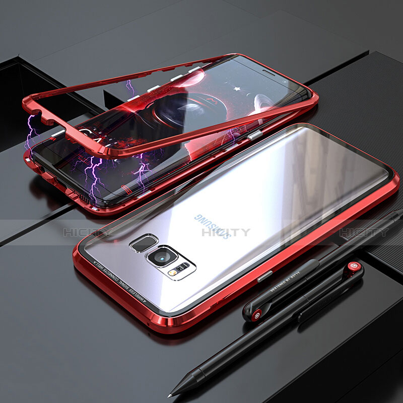 Coque Rebord Bumper Luxe Aluminum Metal Miroir 360 Degres Housse Etui M05 pour Samsung Galaxy S8 Plus Rouge Plus