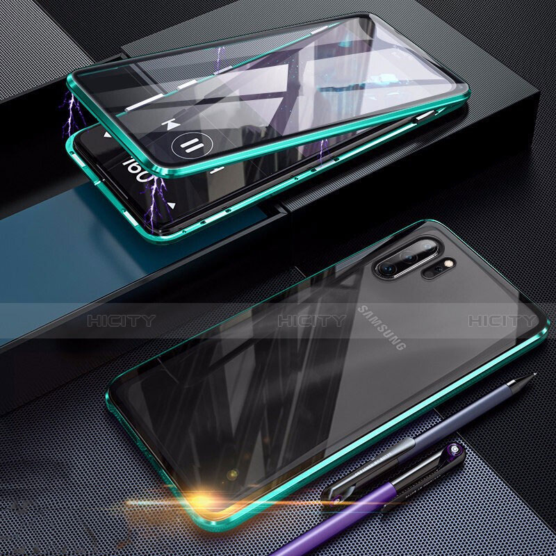 Coque Rebord Bumper Luxe Aluminum Metal Miroir 360 Degres Housse Etui pour Samsung Galaxy Note 10 Plus 5G Vert Plus
