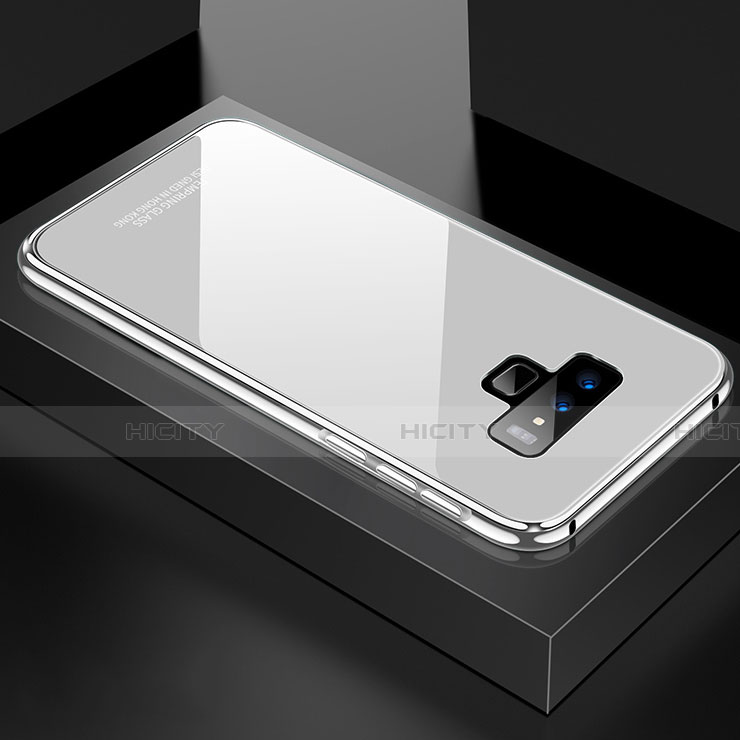 Coque Rebord Bumper Luxe Aluminum Metal Miroir 360 Degres Housse Etui pour Samsung Galaxy Note 9 Blanc Plus