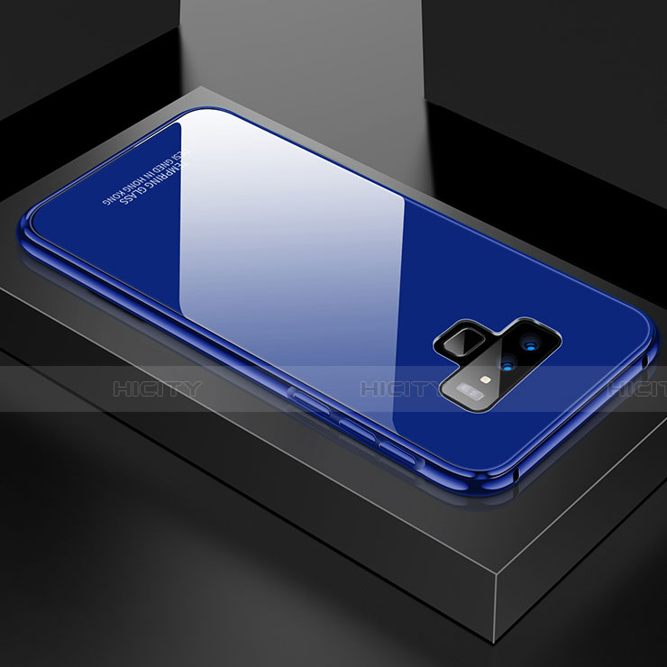 Coque Rebord Bumper Luxe Aluminum Metal Miroir 360 Degres Housse Etui pour Samsung Galaxy Note 9 Bleu Plus