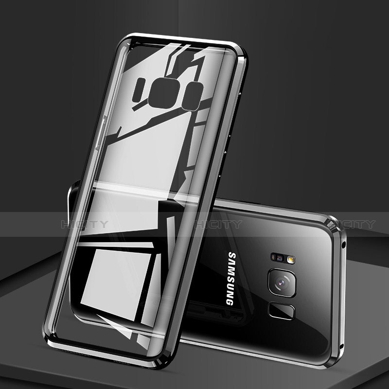 Coque Rebord Bumper Luxe Aluminum Metal Miroir 360 Degres Housse Etui pour Samsung Galaxy S8 Noir Plus