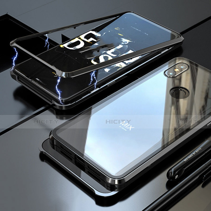Coque Rebord Bumper Luxe Aluminum Metal Miroir 360 Degres Housse Etui pour Xiaomi Mi Mix 3 Noir Plus