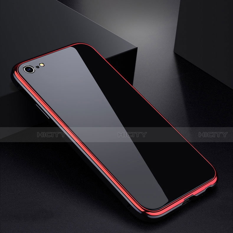Coque Rebord Bumper Luxe Aluminum Metal Miroir Housse Etui pour Apple iPhone 6 Plus Rouge et Noir Plus