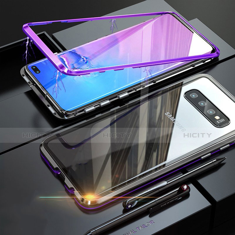 Coque Rebord Bumper Luxe Aluminum Metal Miroir Housse Etui pour Samsung Galaxy S10 Violet Plus