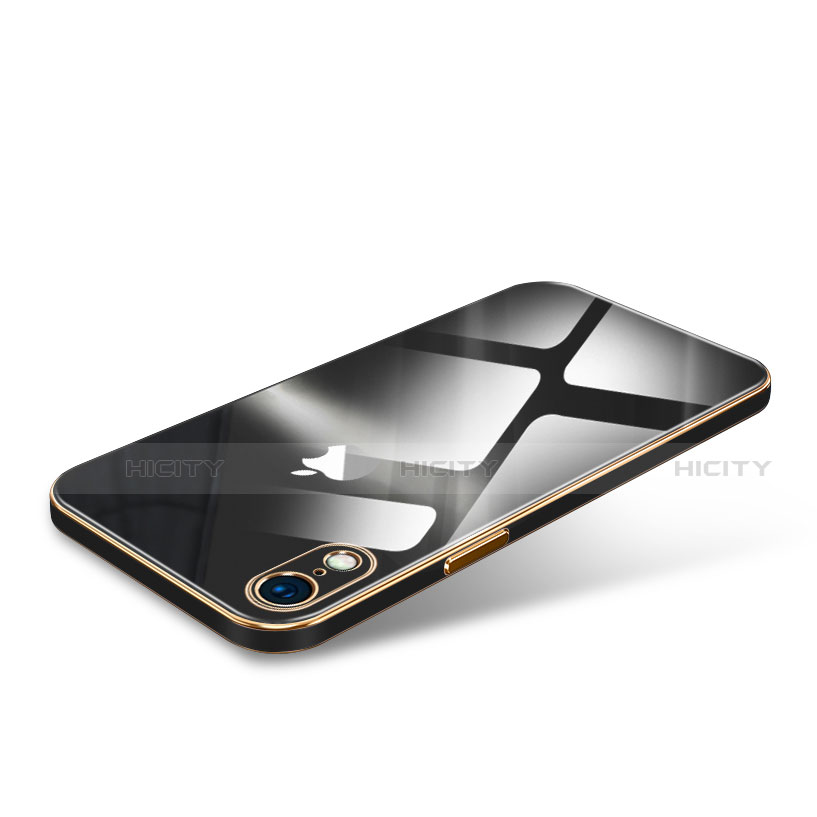 Coque Rebord Contour Silicone et Vitre Luxe Transparente Miroir Housse Etui pour Apple iPhone XR Noir Plus