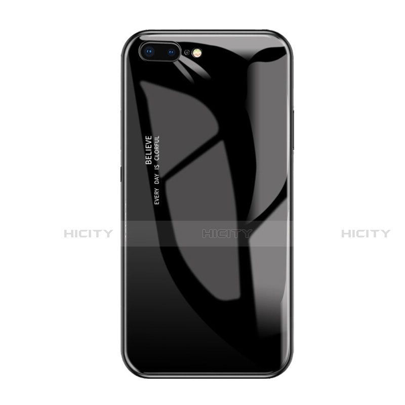 Coque Rebord Contour Silicone et Vitre Miroir Housse Etui A01 pour Apple iPhone 8 Plus Noir Plus
