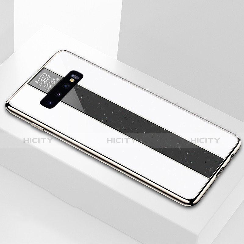 Coque Rebord Contour Silicone et Vitre Miroir Housse Etui A01 pour Samsung Galaxy S10 Blanc Plus