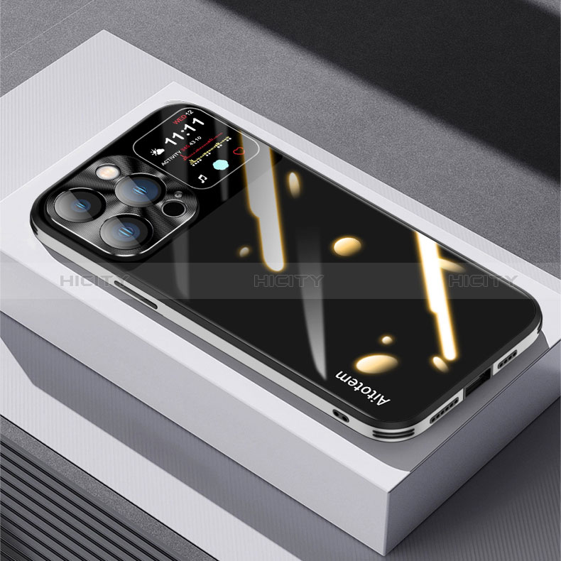Coque Rebord Contour Silicone et Vitre Miroir Housse Etui AT1 pour Apple iPhone 13 Pro Noir Plus
