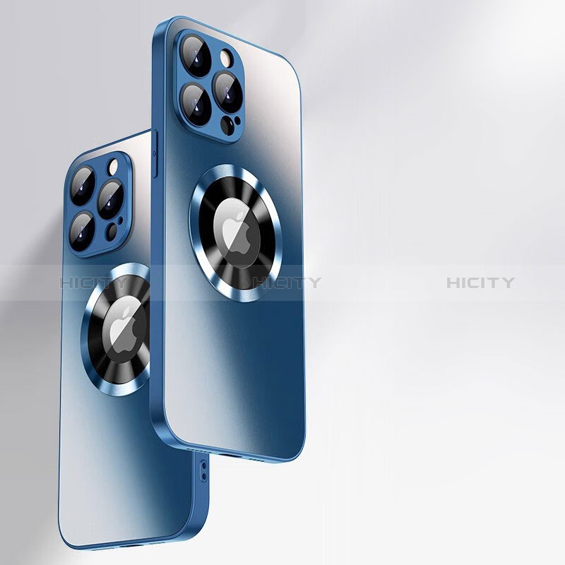 Coque Rebord Contour Silicone et Vitre Miroir Housse Etui avec Mag-Safe Magnetic Magnetique pour Apple iPhone 13 Pro Bleu Plus